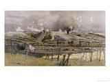 Battle in Progress in the Main De Massiges Region of France reproduction procédé giclée par Francois Flameng