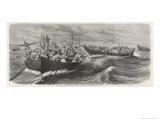 Turkish Bashi-Bazouks Evacuate Montenegro Picturesquely in Barges Towed by Steamers Giclee Print by Godefroy Durand