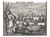 The Portuguese Watch the Antics of the Crazed (Possibly Drug-Induced) Native Brazilians reproduction procédé giclée par Theodor de Bry
