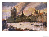 The Burning of the Cloth Hall in Ypres Belgium Giclee-trykk av Alfred Bastien