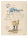 Clown Wearing Very Large Shoes Flowers in His Hair Glasses and a Pink Tutu Lámina giclée por Jules Garnier