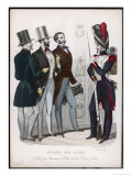 French Soldiers with Three Civilian Men Giclee-trykk av De Bierne