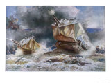 French Tanks in Action Towards the End of the War Giclee Print by Francois Flameng