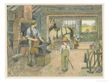 Children Watch as the Village Blacksmith Working Giclee Print by Francis Bedford