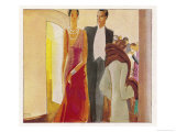 Fashionable Theatregoers out for the Evening reproduction procédé giclée par Paul Colin