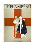 Red Cross Nurse Assists a Bandaged Soldier Giclee Print by Armand Rapeno