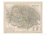 Map of Norfolk reproduction procédé giclée par James Archer