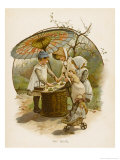 Children Playing Shop Under a Large Parasol Giclee-trykk av Harriet M. Bennett
