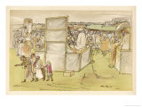Scene at Epsom During Derby Day Where Crowds Gather Next to Several Bookmakers Giclee Print by William Gaunt
