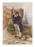 Captain Cuttle, with a Hook Instead of a Hand He is a Friend of Sol Gills reproduction procédé giclée par Frederick Barnard