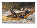 Fishing for Trout in Rapids Canada Reproduction procédé giclée par Frank Feller