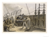 Splicing the Broken Cable Aboard the "Great Eastern" after the First Break reproduction procédé giclée par Robert Dudley