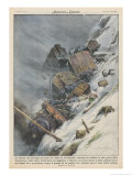 On the Zagreb to Spalato Line High Winds and Snow Combine to Send a Freight Train off the Tracks reproduction procédé giclée par Achille Beltrame