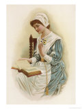 Young Puritan Reads Her Bible But Allows Herself a Touch of Vanity in Her Dress Giclee Print by Lydia Frances