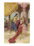 Draupadi the Polyandrous Wife of the Katava Brothers is Attacked by Prince Duhsasana reproduction procédé giclée par Warwick Goble