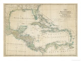 The Caribbean with the West Indies and the Coasts of the United States and the Spanish Possessions Giclée-Druck von John Blair