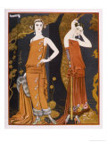 Orientally Inspired Gowns by Worth in Lacquer Reds Giclee Print by Georges Barbier