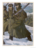 Russian Infantrymen from Siberia During World War One Giclee-trykk av Max Beringer
