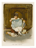 Little Girl Makes Some New Clothes for Her Dolls Giclee-trykk av Harriet M. Bennett