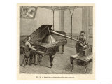 Recording a Man Playing the Piano Using Edison's Improved Model Phonograph Reproduction procédé giclée par P. Fouche