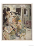 Little Snowdrop (Snow White) Enjoys the Hospitality of the Kindly Dwarfs reproduction procédé giclée par Anne Anderson