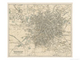 Map of Manchester and Its Environs Wydruk giclee autor J. Bartholomew Map of Manchester and Its Environs Wydruk giclee autor J. Bartholomew