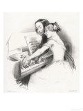 Pupil and Her Teacher Try Their Hands on a Sonata for Twenty Fingers Giclee Print by Bouchier 