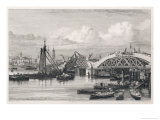 Rebuilding London Bridge Giclee Print by George Cooke