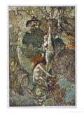 The Little Mermaid Hugs the Statue of the Prince Giclee Print by A. Duncan Carse