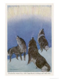 The Song of the Huskies: Howling Under the Aurora Borealis Giclee-trykk av Paul Bransom