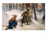 Hunter and Native Tracker Canada Reproduction procédé giclée par Frank Feller