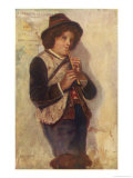 An Italian Shepherd Boy Plays on His Pipe Giclee-trykk av Lola Bowen