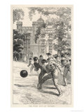 At Rugby School Boys at Rugby School Play Rugby Football in the School Grounds Giclee Print by Walter Thomas
