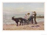 The Artist's Children in a Goat Carriage Ay Broadstairs Kent England Giclee Print by Helen Allingham