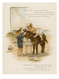 Small Child Clings to the Donkey's Mane While Her Brother Holds It by the Head Giclee Print by Harriet M. Bennett