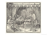 An Artist Makes Use of a Perspective Device to Help Him Paint a Portrait Giclee Print by Albrecht Dürer