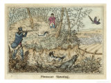 Pheasant, Two Men and Their Dogs Shoot from a Clearing Giclee Print by Henry Thomas Alken
