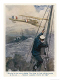 Royal Flying Corps Seaplane Co-Operates with Ships of the Royal Navy Giclee-trykk av Gordon Browne Royal Flying Corps Seaplane Co-Operates with Ships of the Royal Navy Giclee-trykk av Gordon Browne