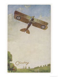 Royal Air Force Biplane Climbing as It Takes Off Giclee Print by Clarkson 