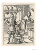 Two Hatters and an Apprentice are Involved in Some of the Various Processes Involved in Hatmaking Giclee Print by Jos Amman