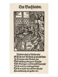 Interior of a German Book- Binding Workshop reproduction procédé giclée par Jos Amman