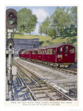Northern Line Train on It's Way to Kennington Via Charing Cross Emerges Overground from a Tunnel Giclee Print by Raymond Way