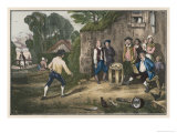 Barrel Players Aim to Get Their Pieces Through the Hole Giclee Print by Deschamps 
