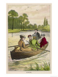 Four Ladies and a Young Man Go for a Ladylike Row Giclee Print by Dalziel 