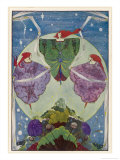 Three Mysterious Women Float Above the Hill reproduction procédé giclée par Harry Clarke