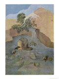 Parvati (Uma) is Unable to Distract Shiva from His Contemplation by Her Beauty Giclee Print by Nanda Lal Bose