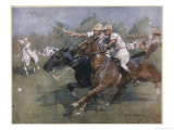Two Players Race for the Ball Giclee Print by G. Denholm