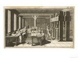 Four Women and a Man at Work in a Paper Workshop in 18th Century France Giclee Print by Benard 