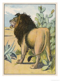 Male Lion Stands Alone in a Desert Giclee Print by W. Foster