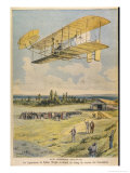 Wilbur Wright Demonstrates His Flying Machine Over the Racecourse Reproduction procédé giclée par Paul Dufresne
